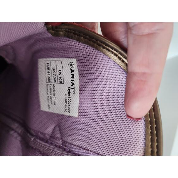 ARIAT Women's 10 Fatbaby Heritage Trio Star Pink Brown Western Boots - Picture 10 of 11